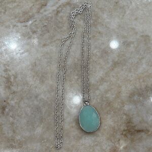 Chic Silver Necklace with Mint Green Pendant